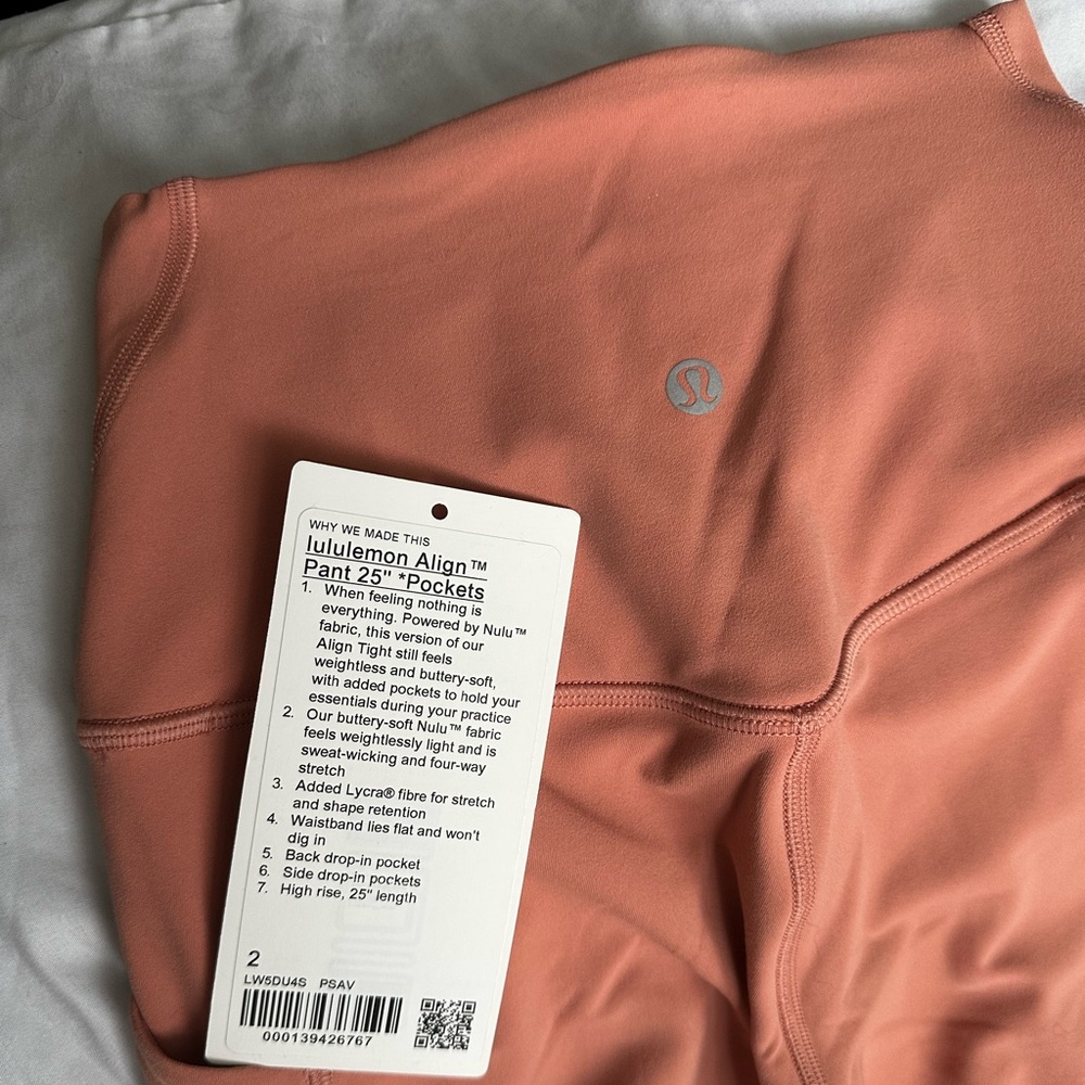 Lululemon align pant 25” with pockets size 2